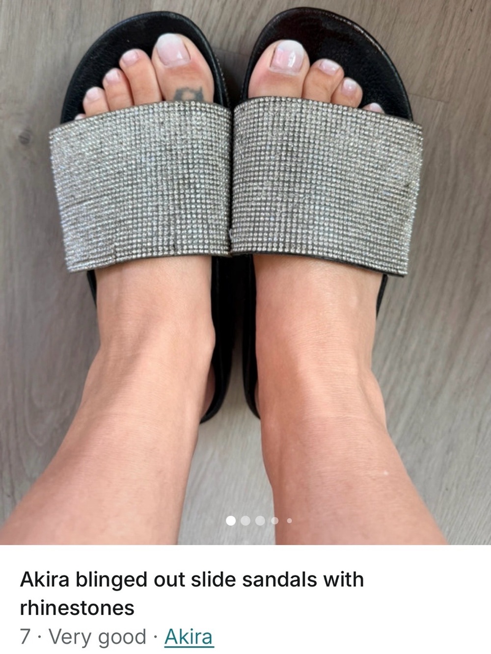 AKIRA Silver Rhinestone Slide Sandals